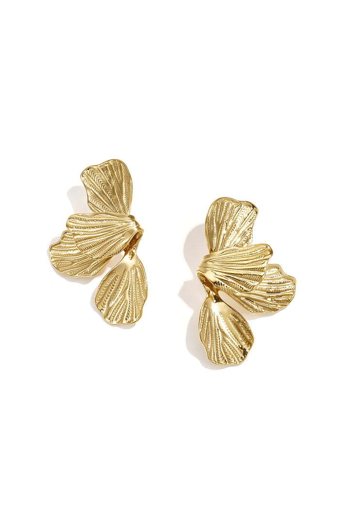 Roestvrijstalen hangende oorbellen met bloemmotief, eenvoudige dagelijkse sieraden uit de Simple-serie voor dames.