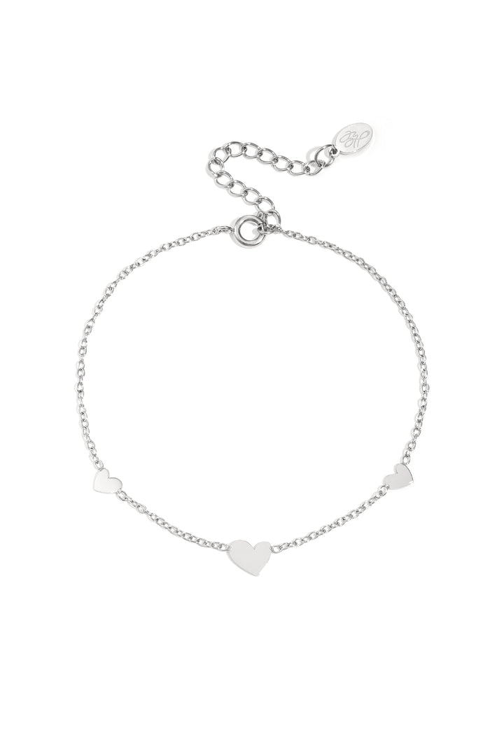 Klassieke armband met hartjes - roestvrij staal
