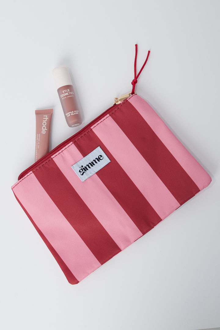 Plat toilettasje dikke streep - Roze rood
