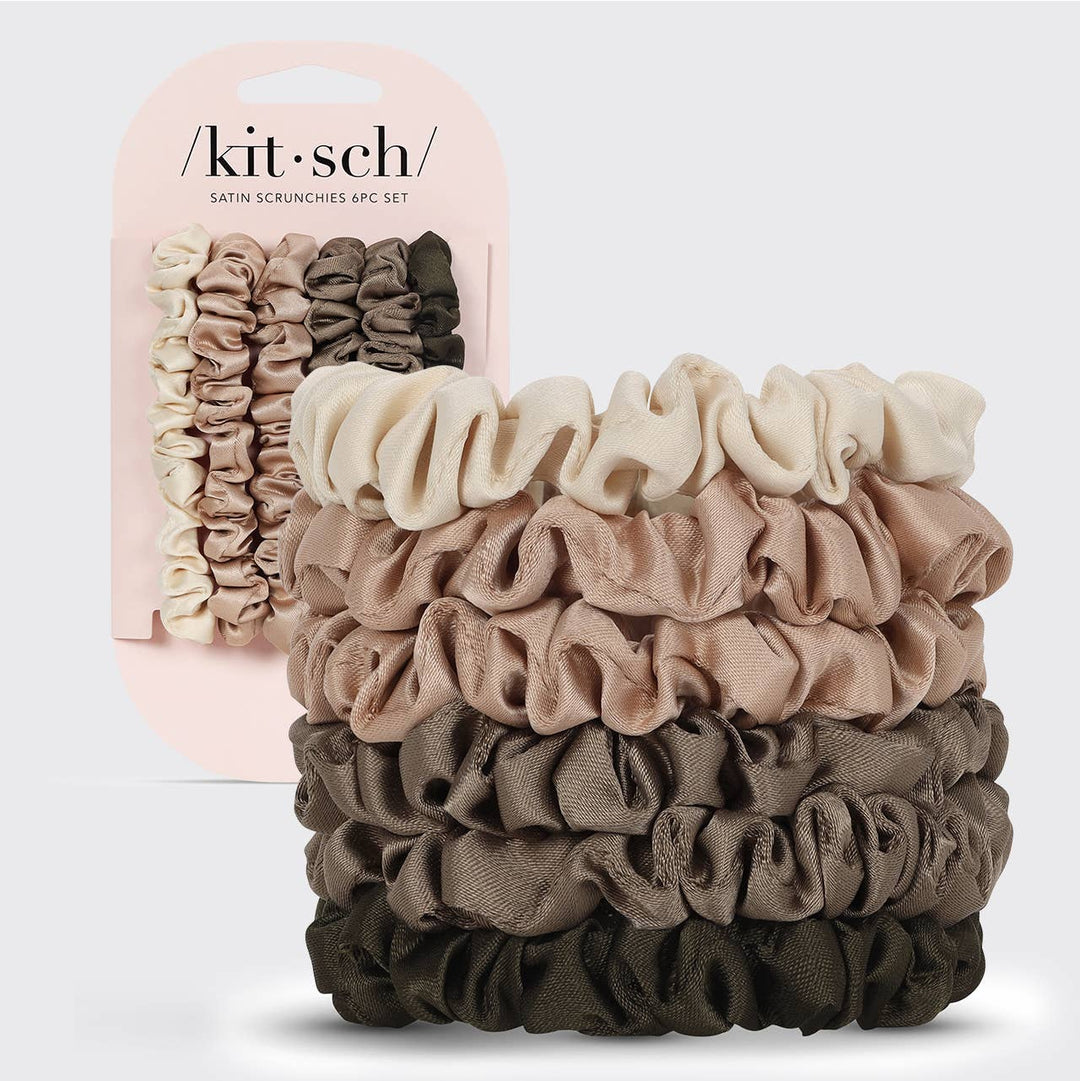 KITSCH – Ultra Petite Satin Scrunchies (6 stuks)