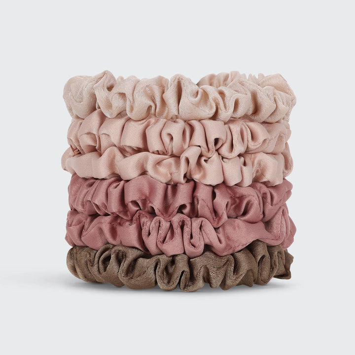 KITSCH – Ultra Petite Satin Scrunchies (6 stuks) – Terracotta