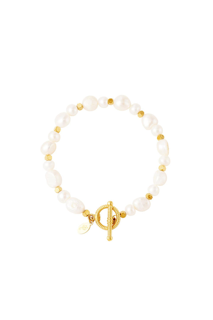 Roestvrij stalen armband parels Goud kleur Stainless Steel