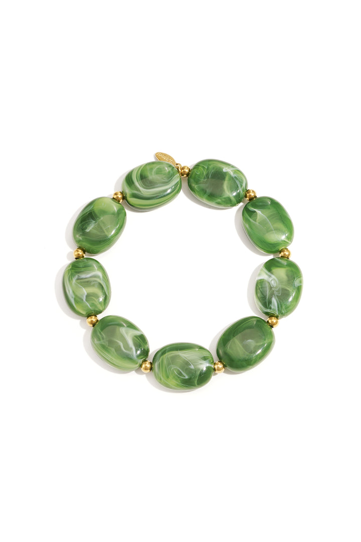 Kralen armband met ovale en goude kralen