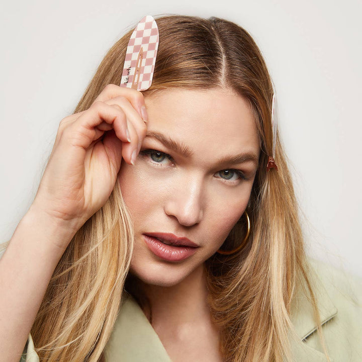 KITSCH – Recycled Plastic XL Creaseless Hair Clips (2 stuks) – Terracotta Checker