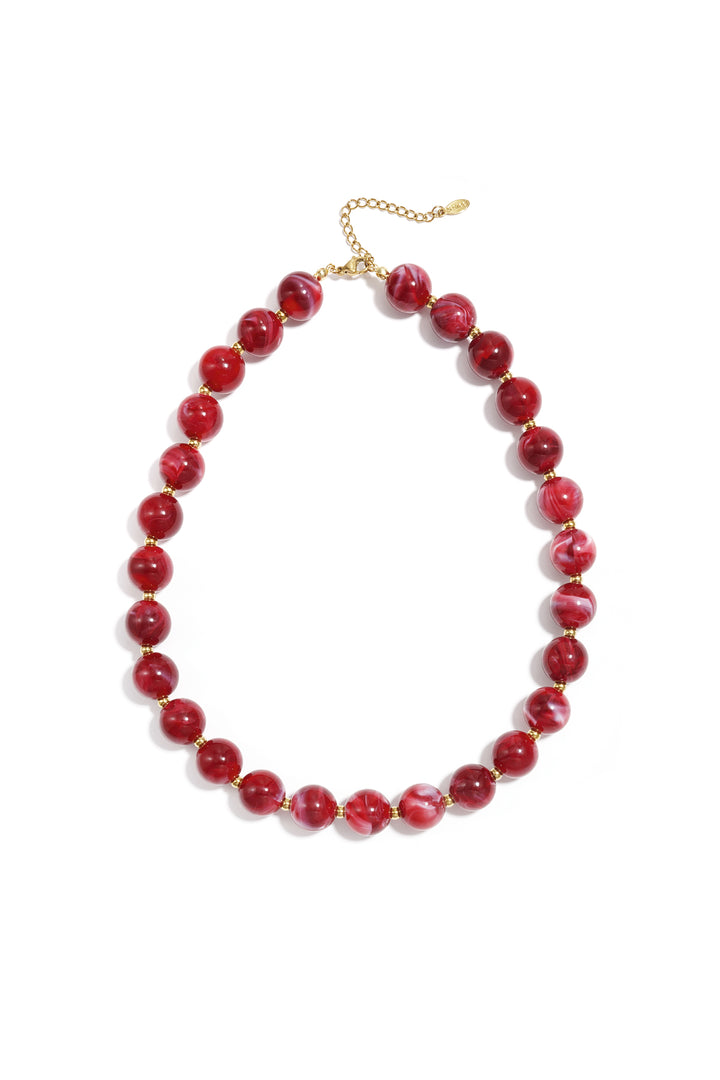 Kralenketting met goude kraaltjes 13.5mm