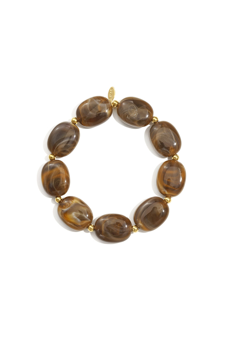 Kralen armband met ovale en goude kralen