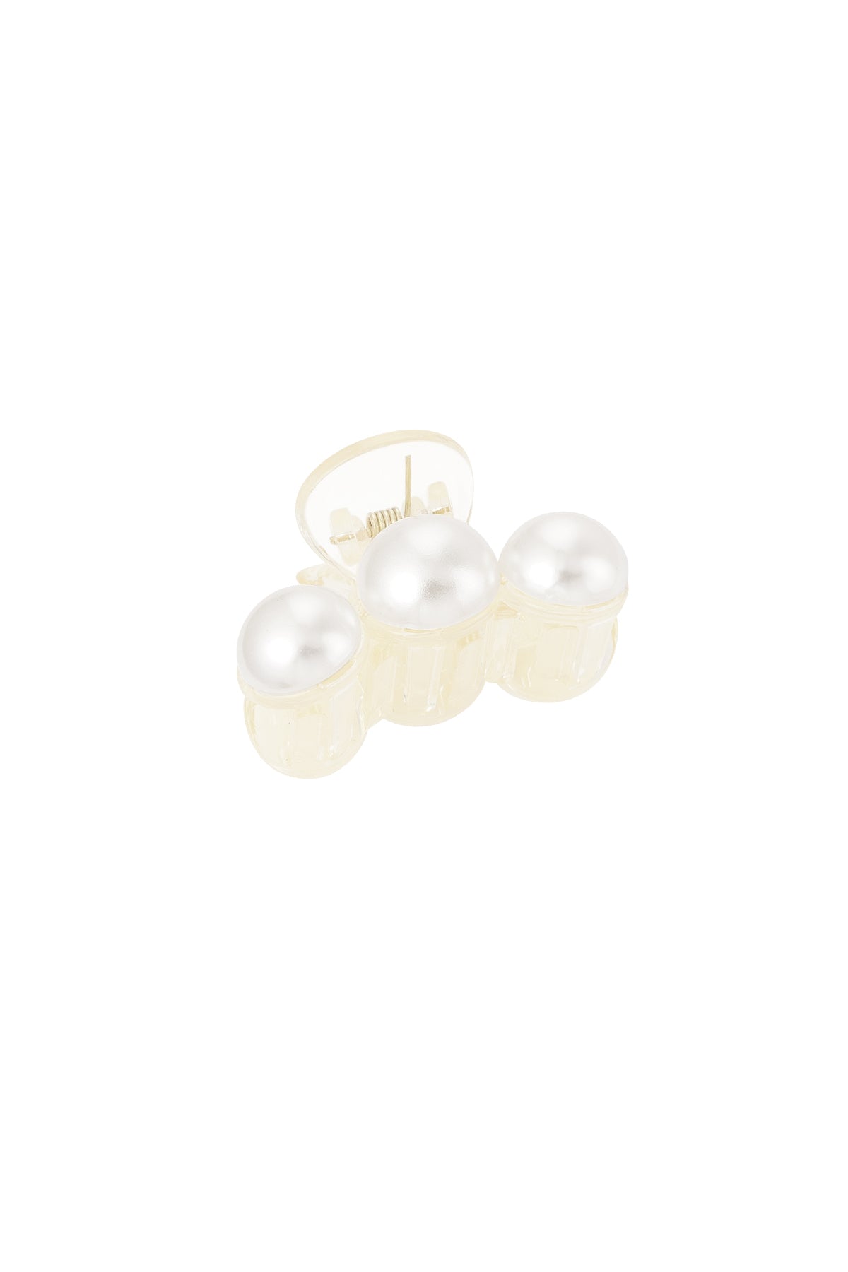 Hair clip 3 pearls white