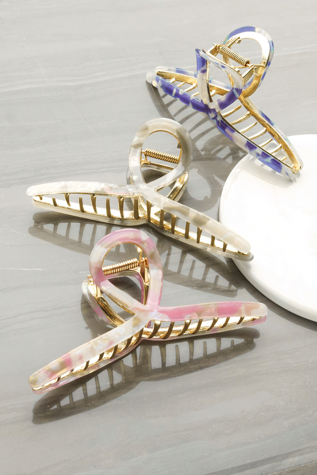 Hair clip curl marble - gray