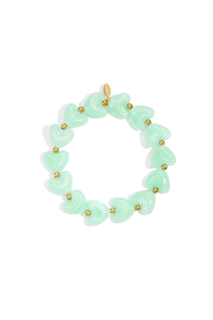 Elastieken hartjes kralenarmband