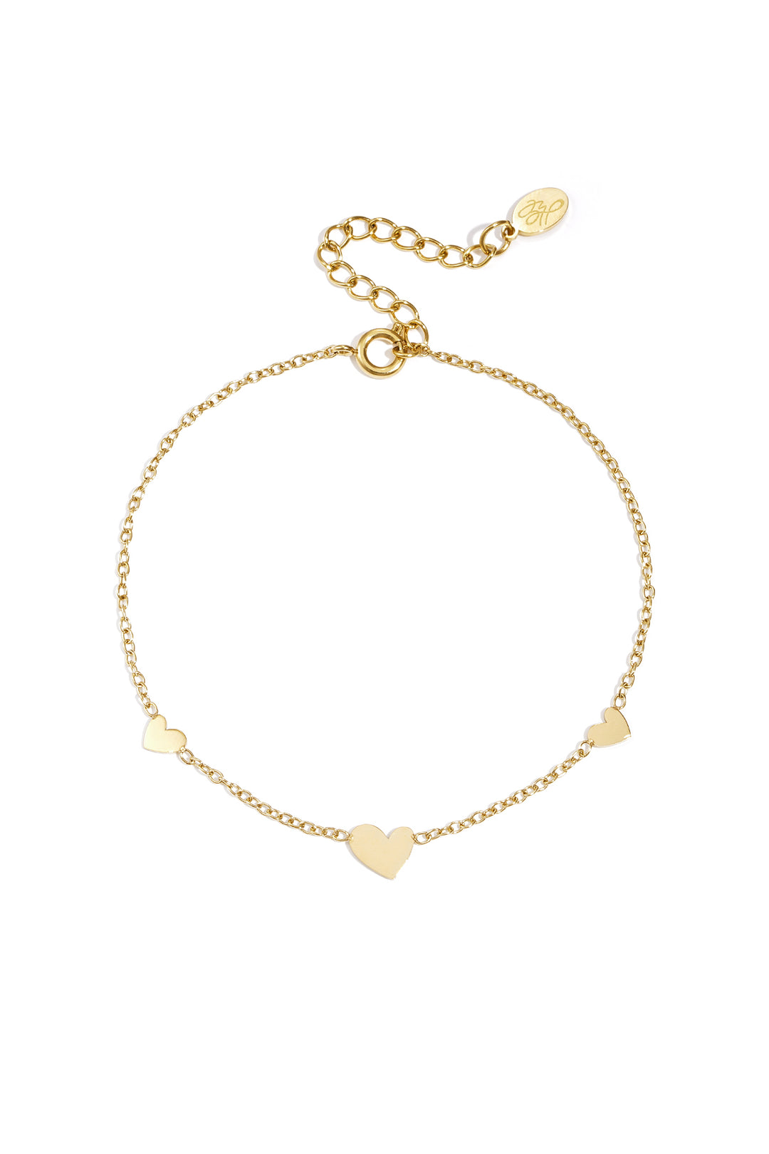 Klassieke armband met hartjes - roestvrij staal