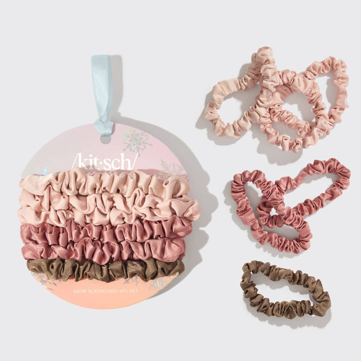 KITSCH - Holiday Ultra Petite Scrunchies (6 stuks) – Terracotta