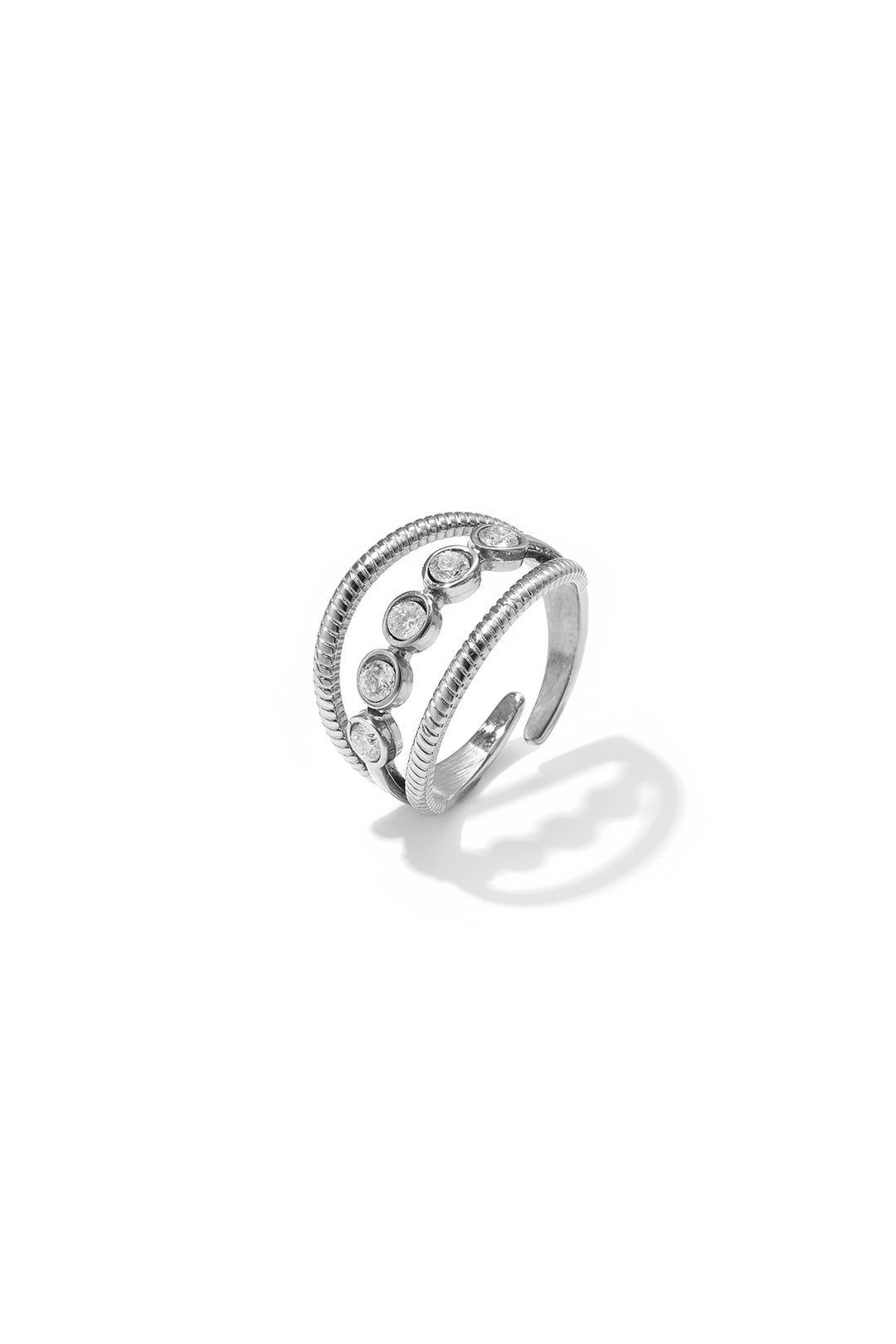 Gelaagde ring met steentjes