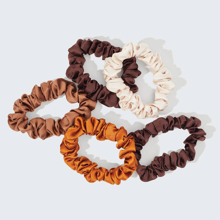 KITSCH - Satijnen Petite Scrunchies set van 5 stuks - Sedona