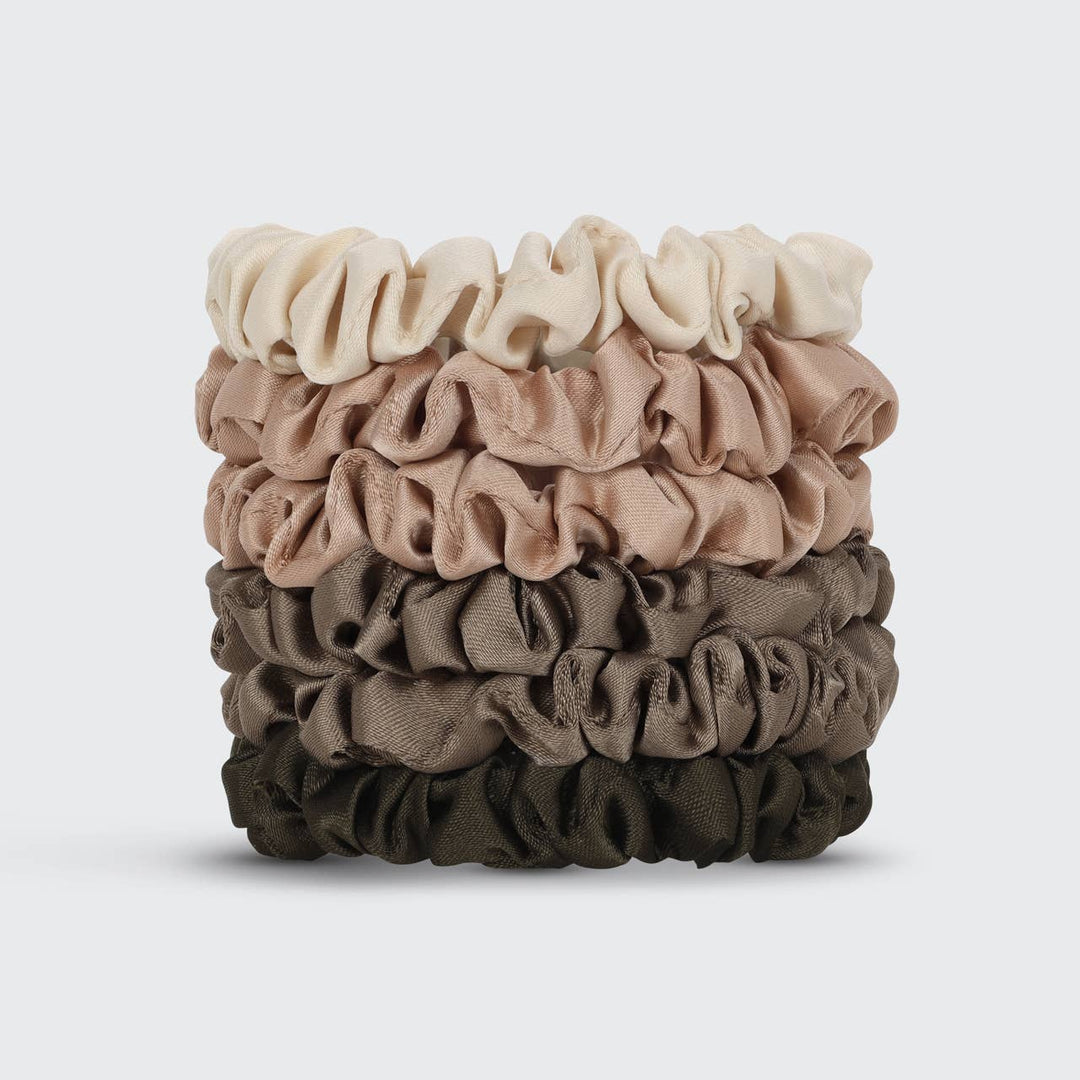 KITSCH – Ultra Petite Satin Scrunchies (6 stuks)