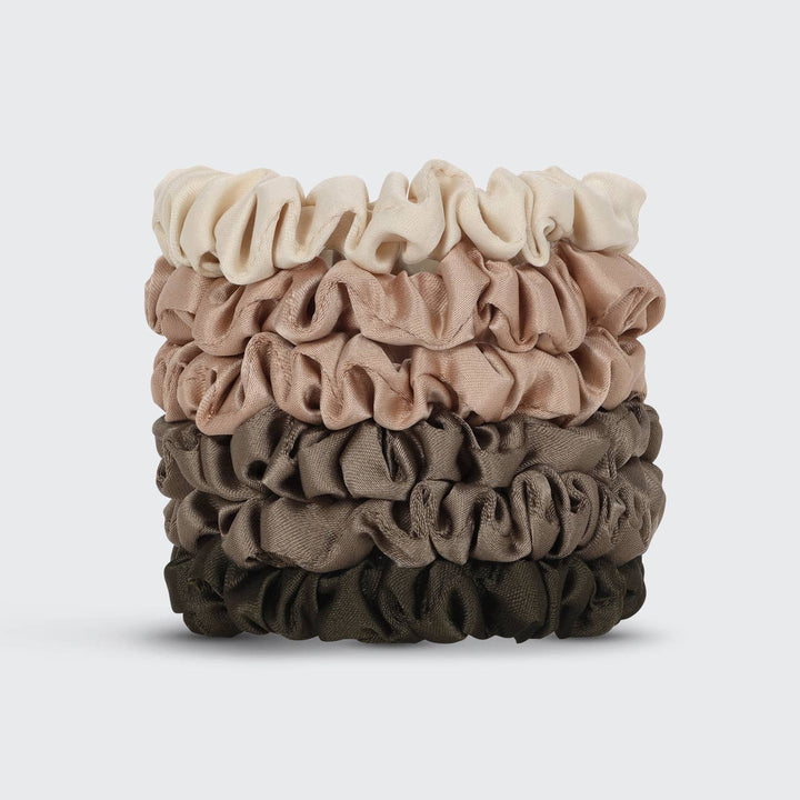 KITSCH – Ultra Petite Satin Scrunchies (6 stuks)