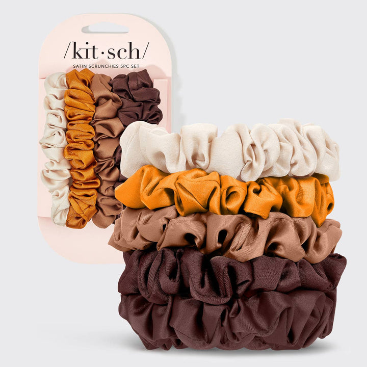 KITSCH - Satijnen Petite Scrunchies set van 5 stuks - Sedona