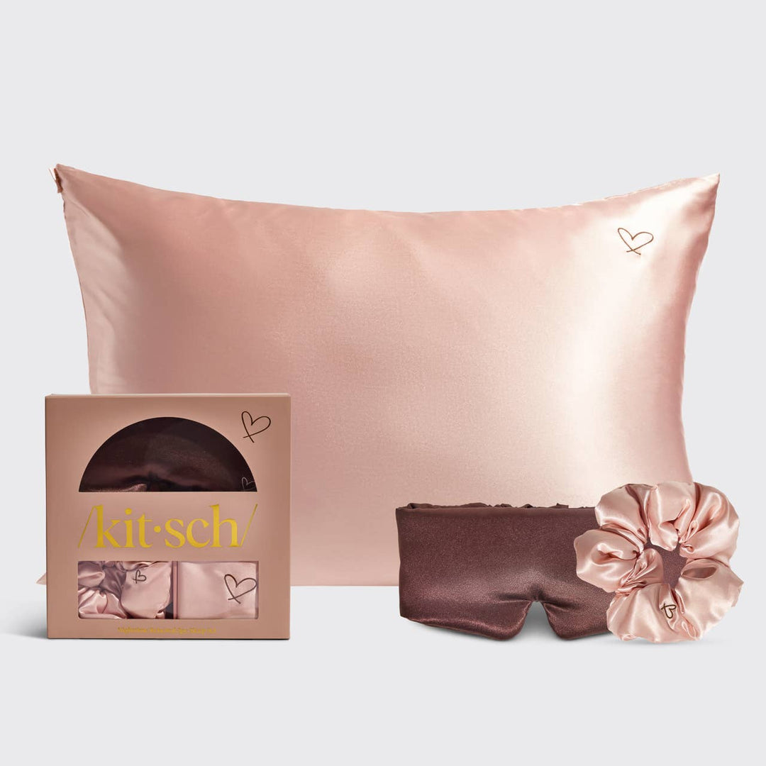 KITSCH Luxe Slaapset – Satijnen Kussensloop, Masker & Scrunchie (3‑delig)