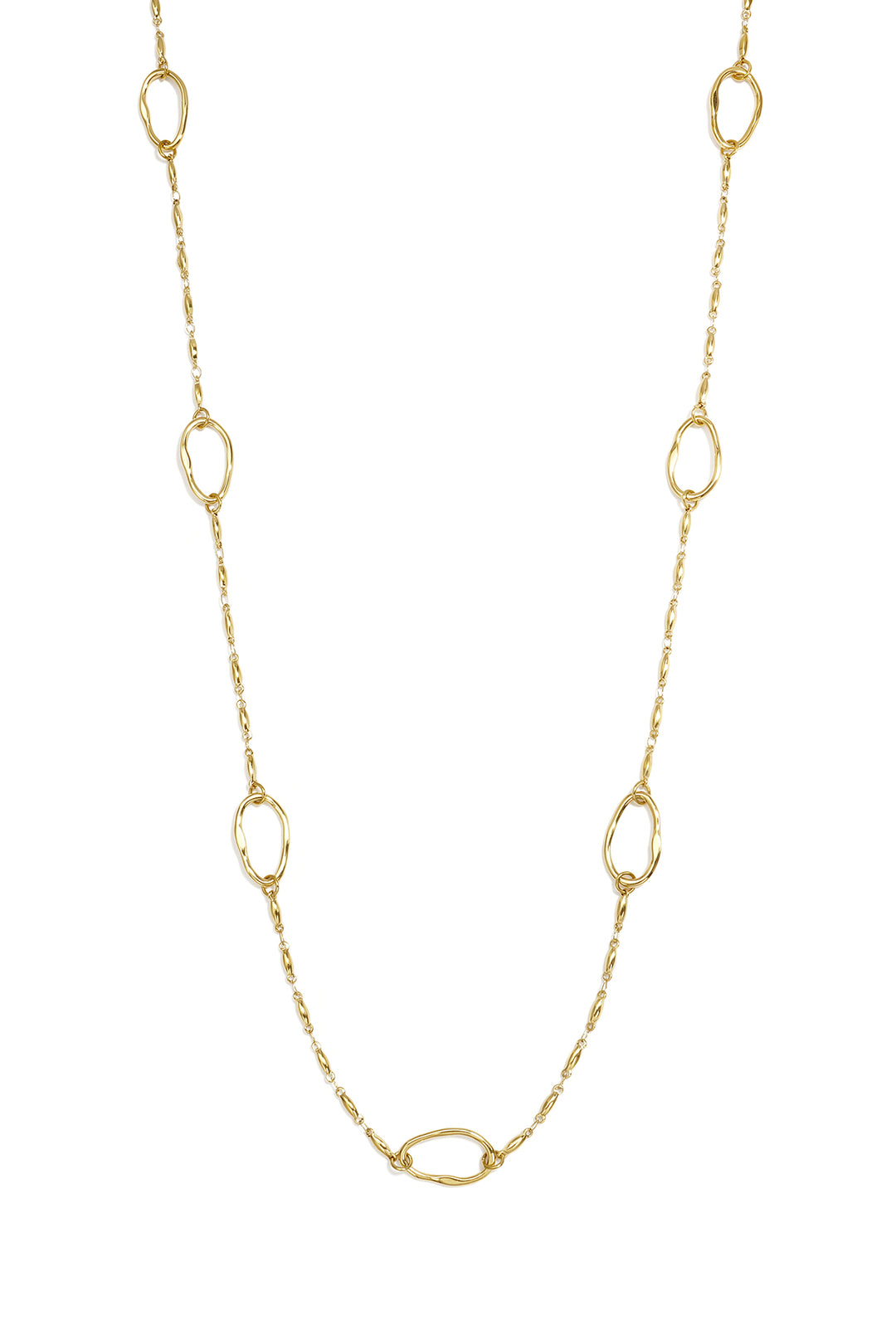 Lange roestvrijstalen ketting in ovale vorm, eenvoudige, alledaagse serie, dames sieraden