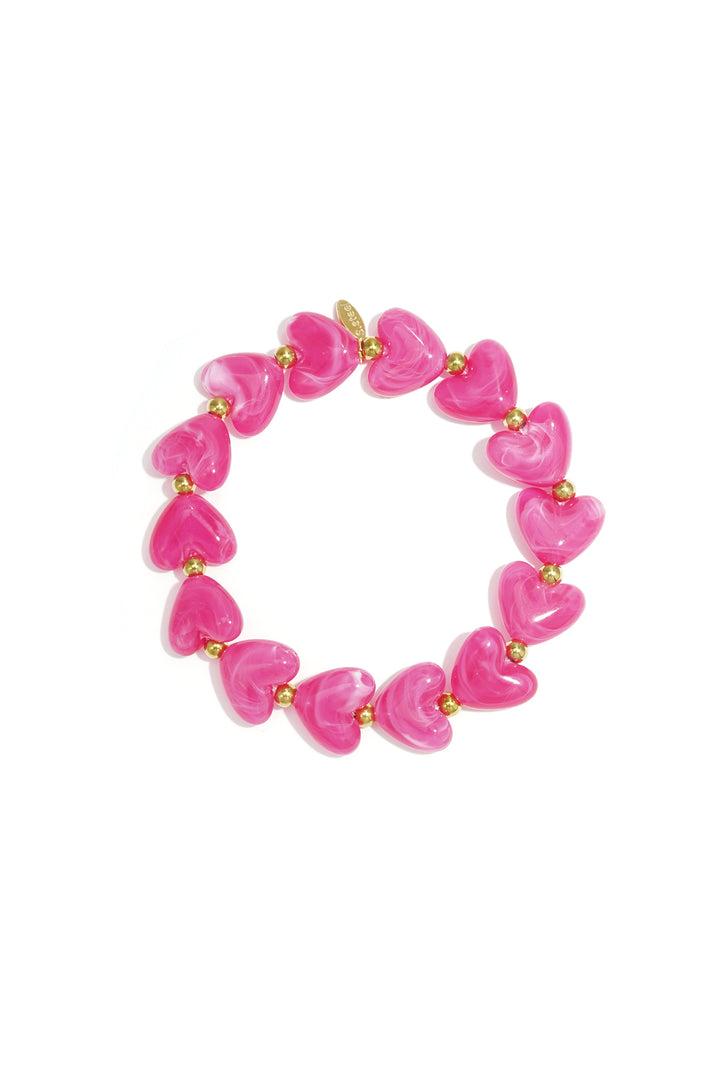 Elastieken hartjes kralenarmband