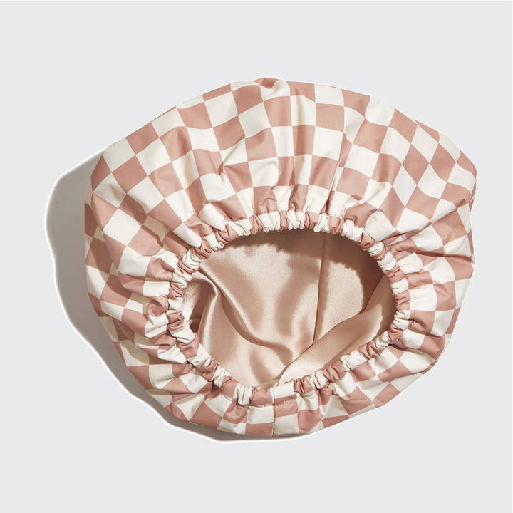 KITSCH – Flexi Douchemuts met Satijnvoering – Terracotta Checker