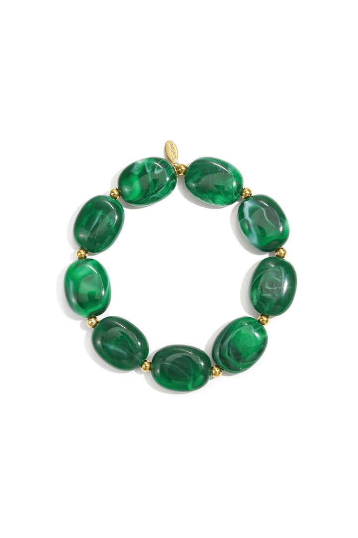 Kralen armband met ovale en goude kralen