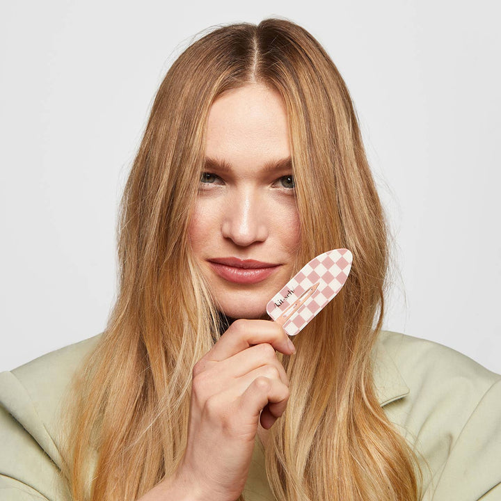 KITSCH – Recycled Plastic XL Creaseless Hair Clips (2 stuks) – Terracotta Checker