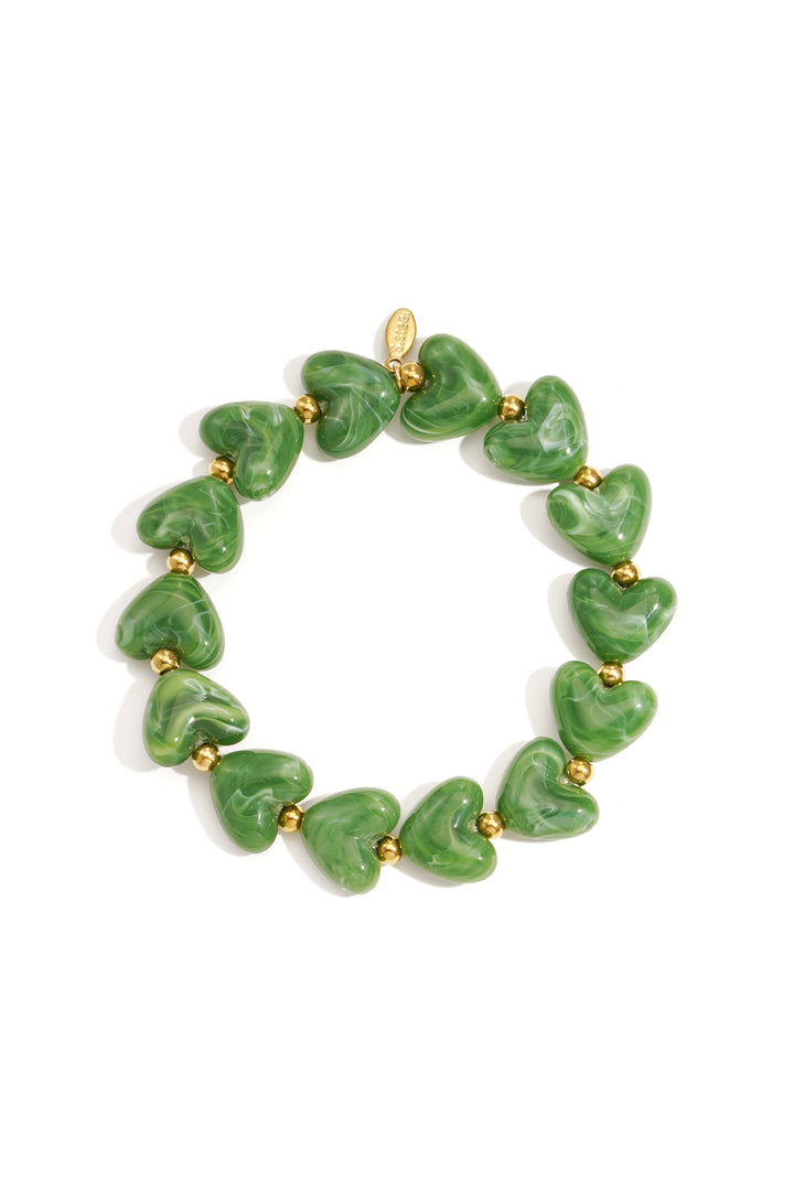 Elastieken hartjes kralenarmband