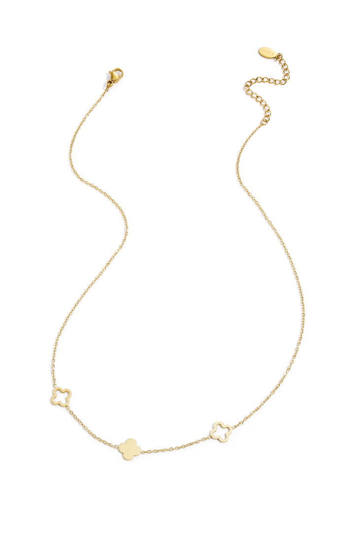 Ketting klavertjes Goud kleur Stainless Steel