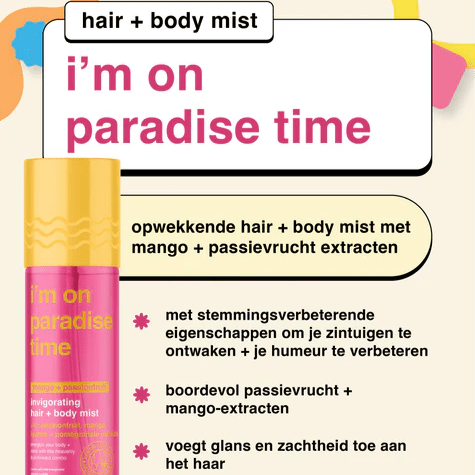 i'm on paradise time opwekkende hair + body mist - Blossoms Beauty