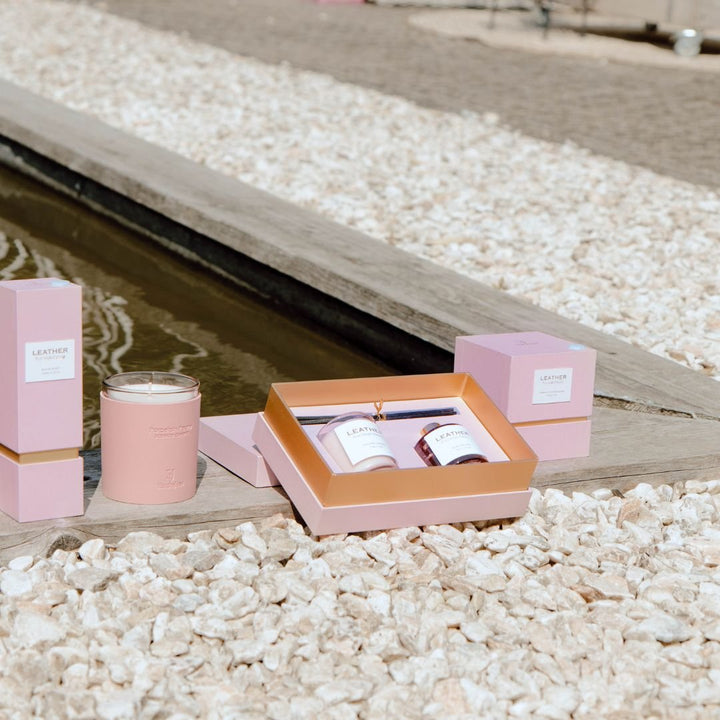 Pink Leather Porcelain Peony Gift Pack - Blossoms Beauty