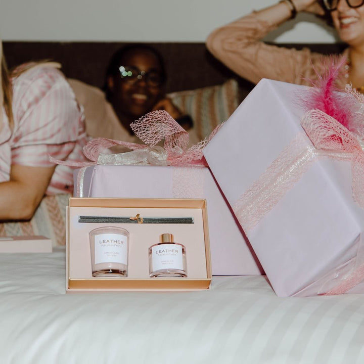 Pink Leather Porcelain Peony Gift Pack - Blossoms Beauty